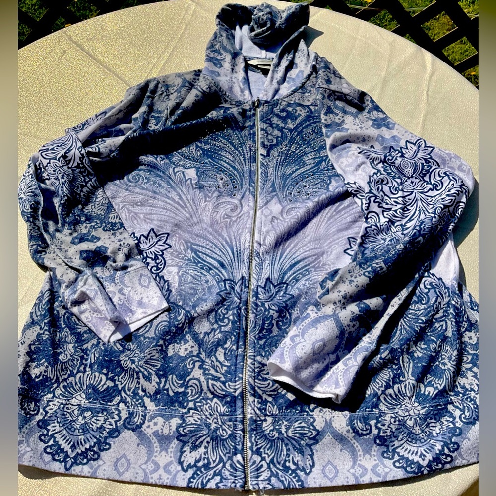 Get cozy this Fall in this Beaded Hooded Sweat-jacket